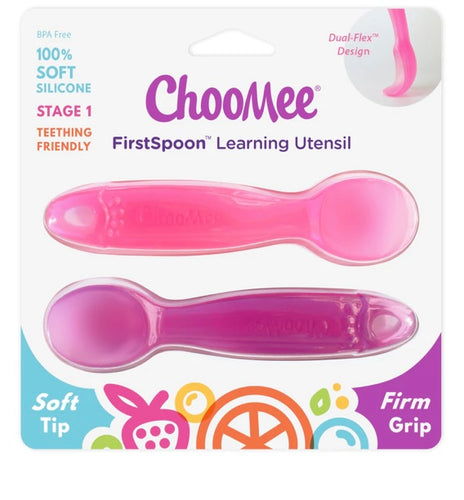 Choomee Silicone Baby Spoon 2pc Light Pink/Dark Pink